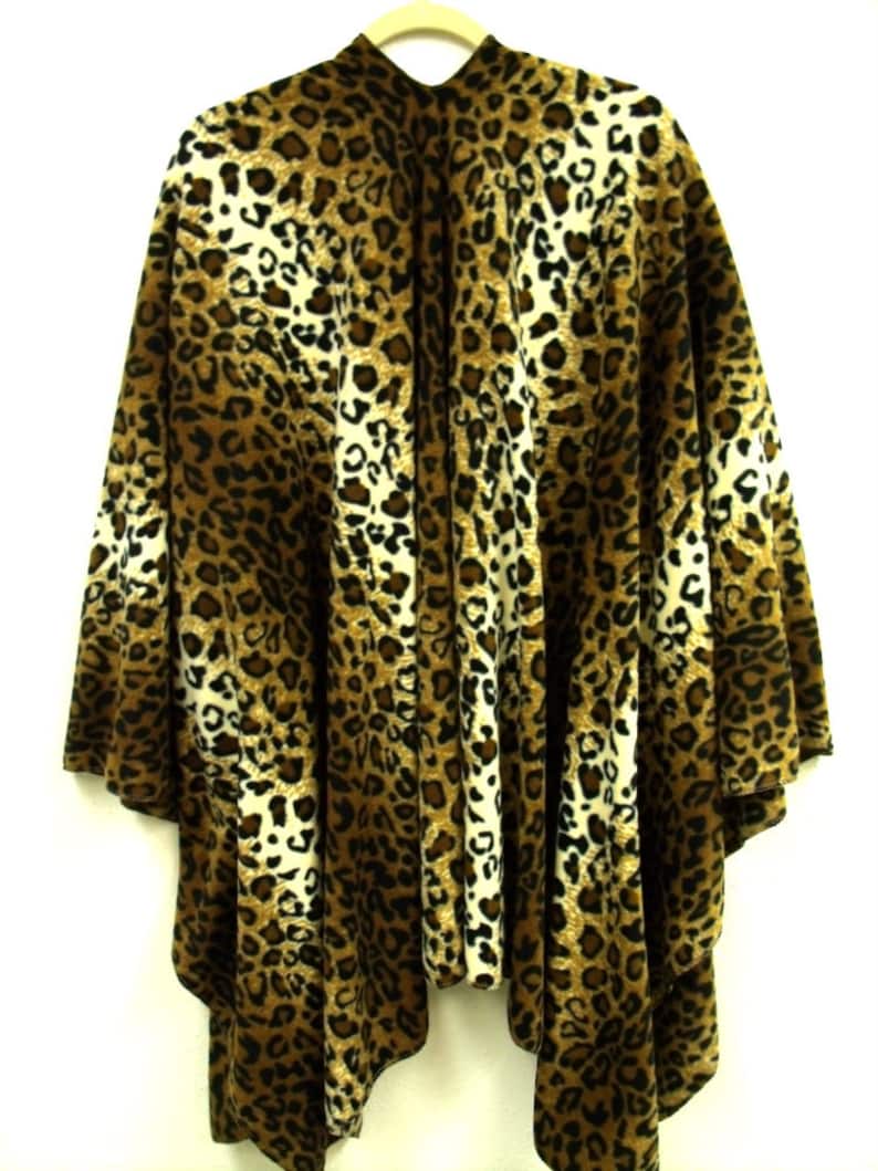 Fleece Ruana wrap in Cheetah Print Fleece Two Sizes for - Etsy