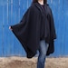 Black Fleece Ruana With Hood, Warm and Soft Fleece Ruana With Hood, Two ...