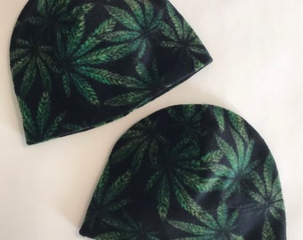 Fan Leaf fleece Beanie, Cannabis Leaf Beanie, Cannabis Fan Leaf fleece Beanie, Gifts for men, Gifts for women, gifts for teens, washable