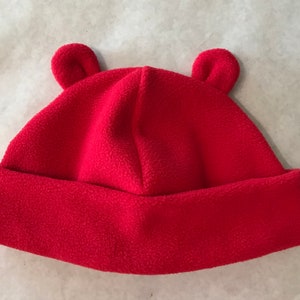 Fleece Bear Ears hat, Sizes for infants, kids & adults, Black, Charcoal Grey, Light Pink, Red, Brown, soft, Washable, adjustable cuff image 6