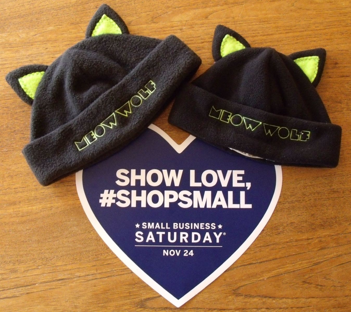 Meowwolf Kitty Ears Fleece Hat: Neon Green Embroidery - Etsy display picture 1