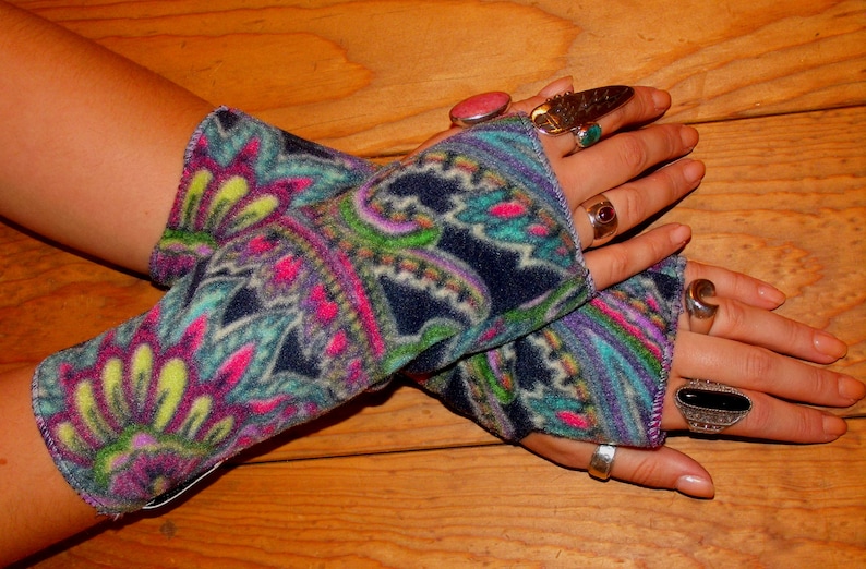 Fleece Wrist Warmers Paisley Fleece Arm Warmers Gifts for Etsy