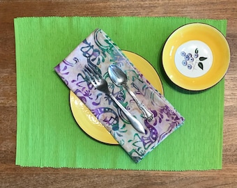 Kokopelli Lizard Batik Cotton Napkins, washable, made in Santa Fe, NM