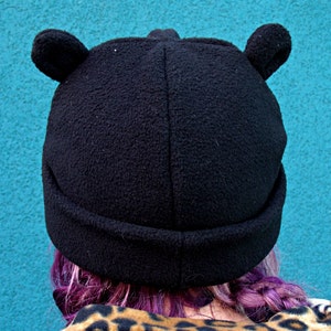 Fleece Bear Ears hat, Sizes for infants, kids & adults, Black, Charcoal Grey, Light Pink, Red, Brown, soft, Washable, adjustable cuff image 5