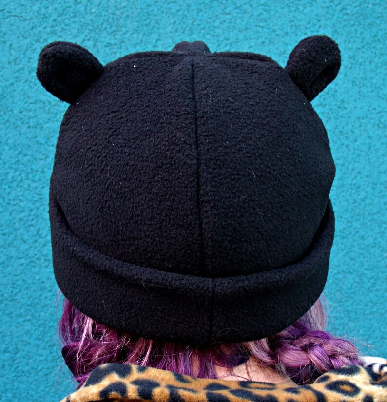Fleece Bear Ears hat, Sizes for infants, kids & adults, Black, Charcoal Grey, Light Pink, Red, Brown, soft, Washable, adjustable cuff image 5