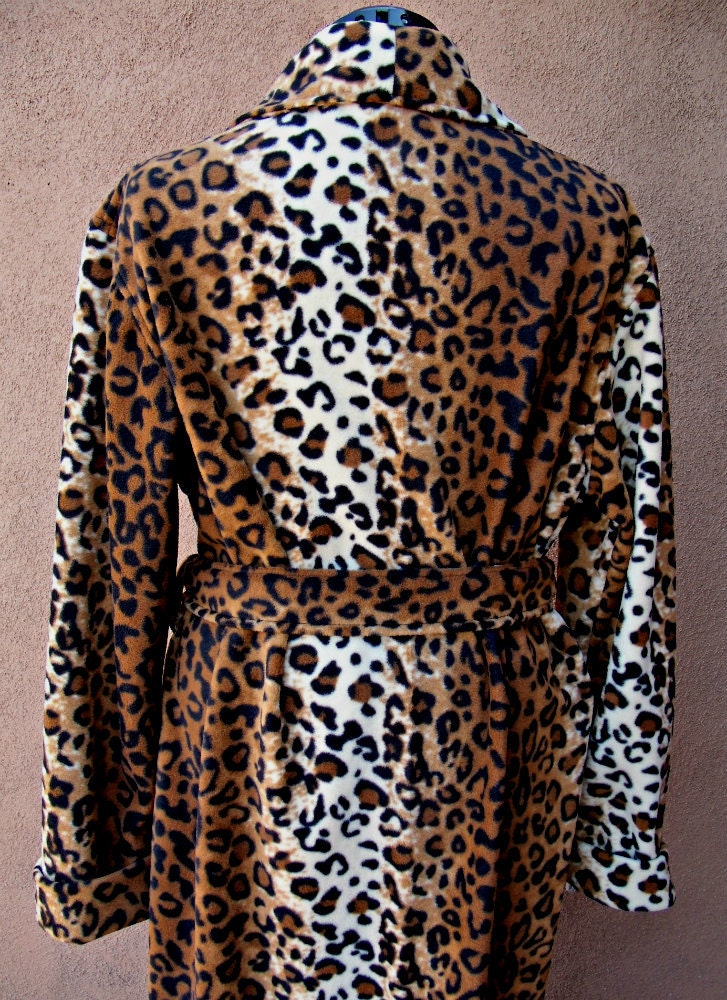 Fleece Bathrobe in Cheetah Print Long Robe Women's Robe Etsy