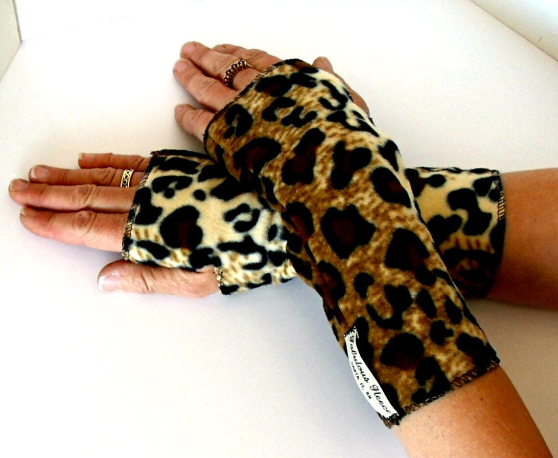 Fleece Arm Warmers Fleece Wrist Warmers Cheetah Print Fleece Etsy