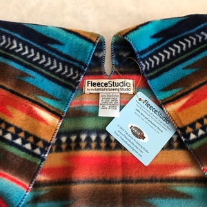 Blue Sunset Fleece Ruana wrap, Poly fleece, Gifts for women, Southwestern print, machine washable, easy to wear, two sizes, soft and warm image 9