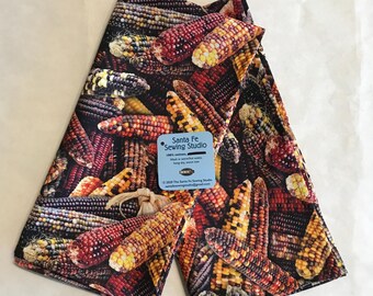 Corn Print Cotton Napkins, fall corn print dinner napkins, made in Santa Fe, NM, washable