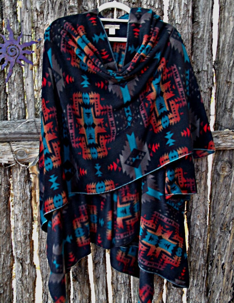 Fleece Ruana Fleece wrap for women Black Canyon fleece SW | Etsy