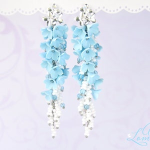 White and blue earrings hot sale