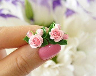 Brincos rosa blush, presente para namorada, joias de flores de verão, brincos de flores, presente para esposa, brinco de rosas, brinco de rosa para o dia a dia, brinco delicado.