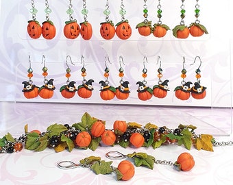Orecchini a forma di zucca smaltata: gioielli spettrali per