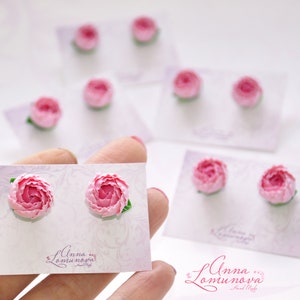Peony stud earrings Pink peony earrings Pink peony jewelry Peonies earrings Flower  stud earrings Floral stud earrings Pink peony stud