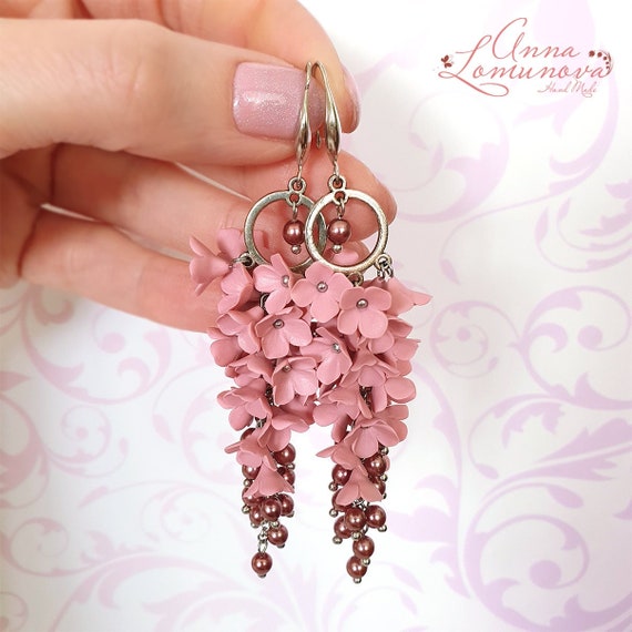 Dusty pink earrings deals
