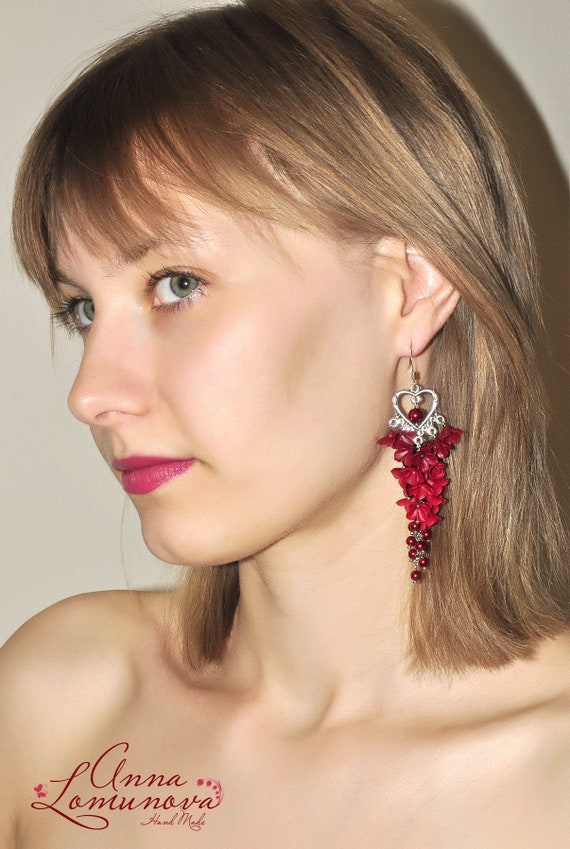 Burgundy hotsell statement earrings