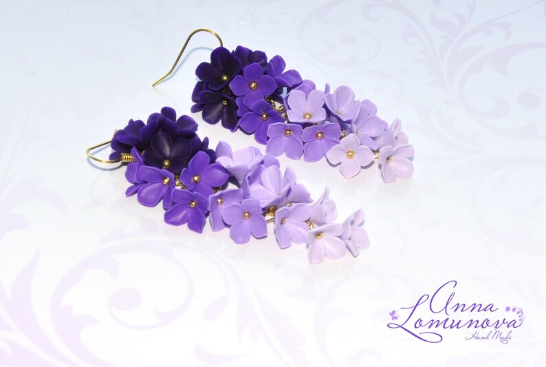 Parure de bijoux mauve Parure de bijoux fleur mauve Collier fleur mauve Collier fleur lilas Cadeau femme mauve Parure de bijoux lilas Collier violet image 7