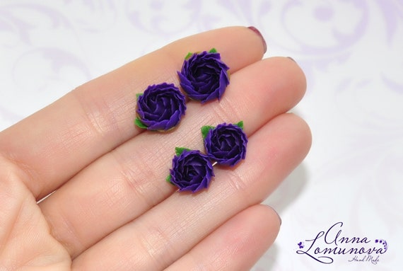 Dark Purple stud earrings Dark Purple Peony gift Purple Peony stud earrings Purple peonies Dark Purple flower earrings Violet floral earring