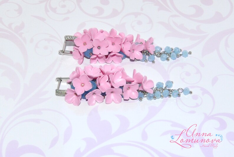 Blue Pink Long Earring Pink Girlfriend Gift Light Pink Earring Etsy