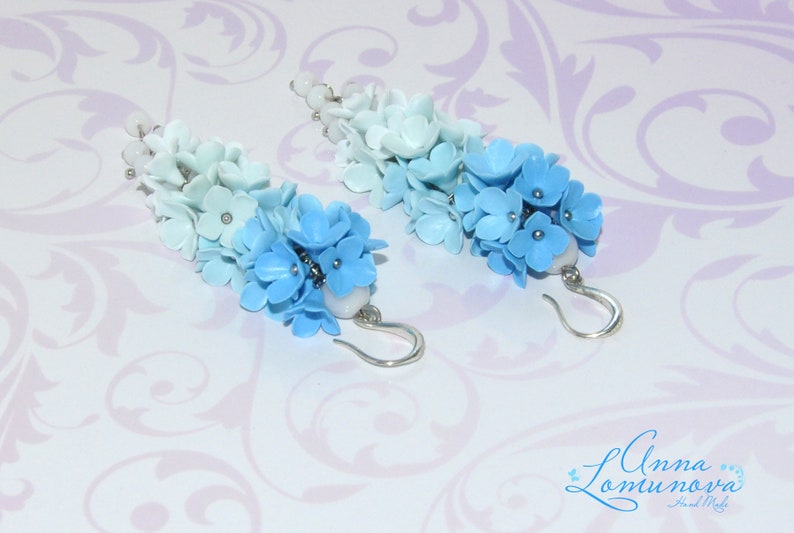 light blue statement earrings