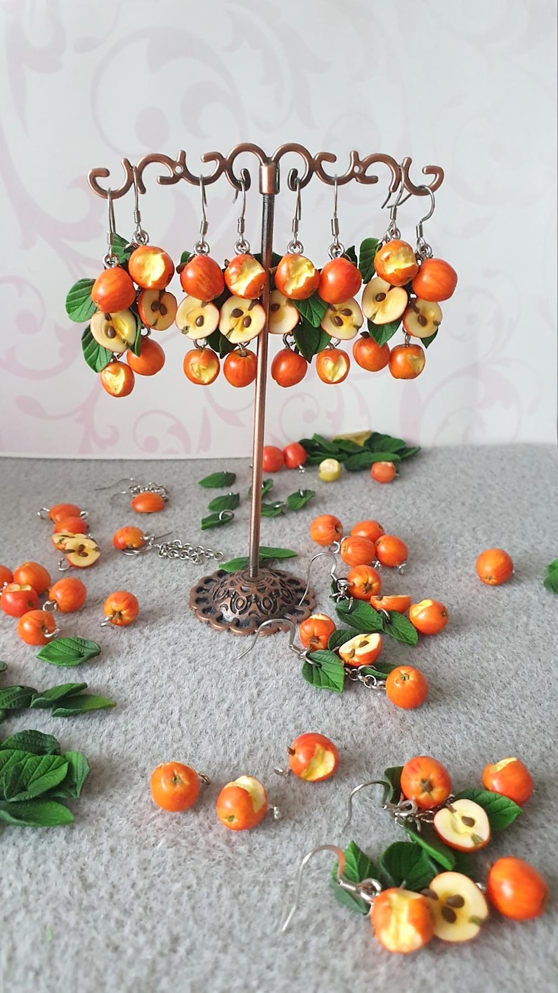 Apple earrings Fruit earrings Summer earrings Miniature food earrings Fruit jewelry gift Food earrings image 5