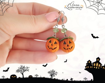 Halloween earrings gift Halloween jewelry gift Pumpkin earrings Pumpkin jewelry Orange pumpkin earrings gift Pumpkin polymer clay earrings