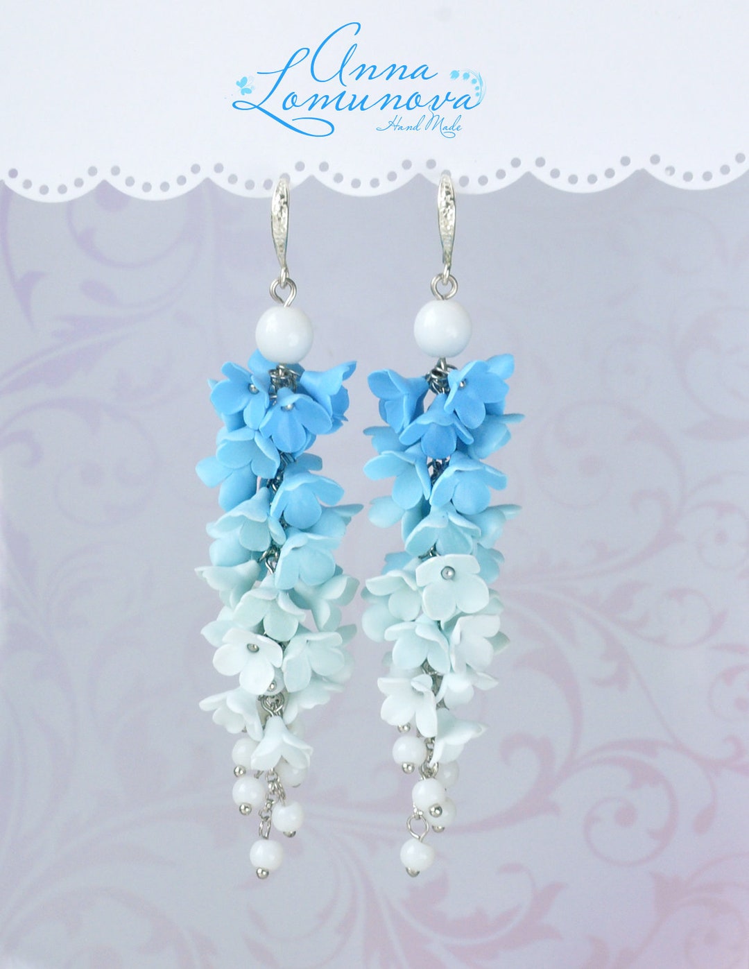 Light Blue Ombre Earrings Blue Statement Earrings Sky Blue Earrings ...