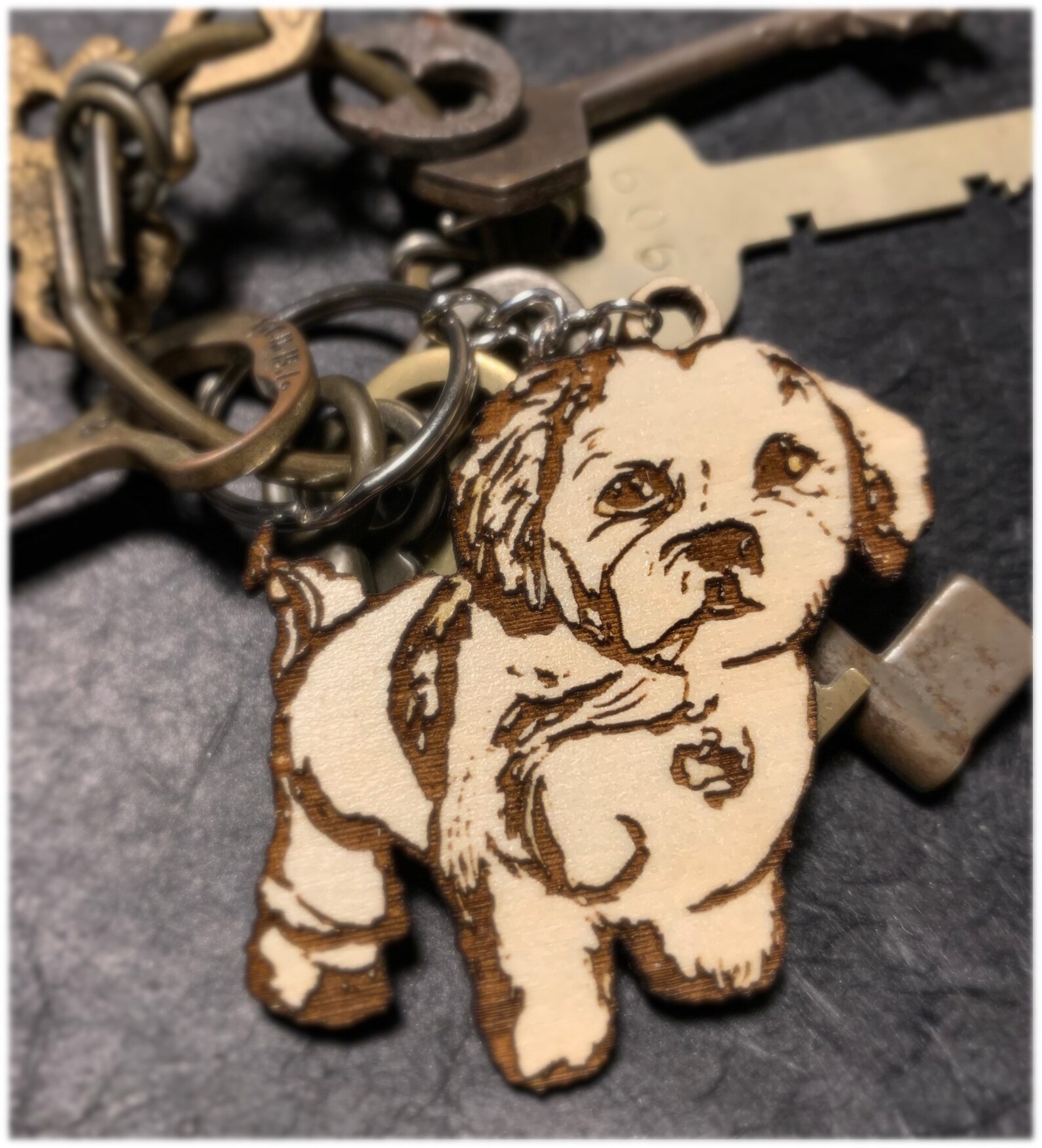 Pet Portrait Keychain//Handdrawn// Laser engraved on wood Etsy