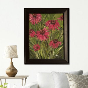 Acrylic pink flowers painting Original home decor Mothers day gift Unique acrylic wall art Spring painting