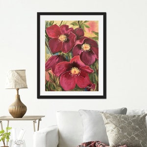 Poppy acrylic painting Poppy wall art Original poppy painting on canvas Floral painting Rustic home decor Unique poppy art