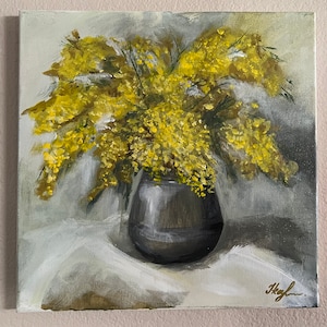 Bouquet of mimosa in a vase