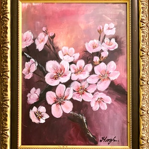 Sakura acrylic paintings hand painted wall art decore with or without frame. Painting on a canvas board 12x16