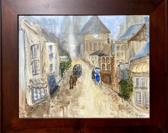 Pittura acrilica della città Arredamento unico per la casa Pittura acrilica originale Pittura della città vecchia Pittura acrilica su tela Pittura di strada della città