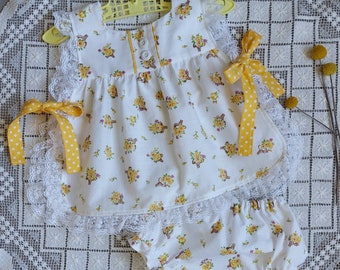 Size 1 toddler girl's floral top and bloomers set, Isabelle set, two piece set, summer set