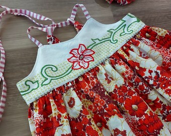 Size 5-6 girl's summer dress, Xmas doiley dress, handmade Australia