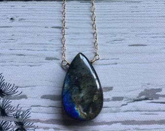 Labradorite necklace, 14k gold filled