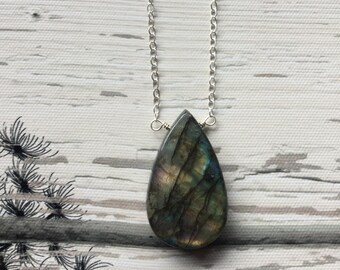 Labradorite necklace, Sterling silver