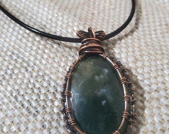 Moss agate wire wrapped necklace