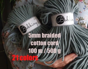 Corda cotone 5mm/Bobbiny Macrame/Caffe Colore/Bobbiny Corde 5mm/Cordon coton tressé/Bobbiny Italia/Baumwollkordel 5mm/Filo macramè