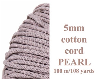 5mm Macrame String / Craft Supplies / Color Pearl / Recycled Cotton Rope/ Ethical Material/ Premium Quality DIY Crochet/ Crochet Supplies