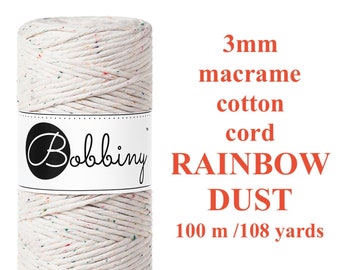 Bobbiny 330 g 3 mm 100 m / Premium Macrame Cord / Handmade Supplies / Rainbow Dust Bobbiny / Craft Cord / Diy