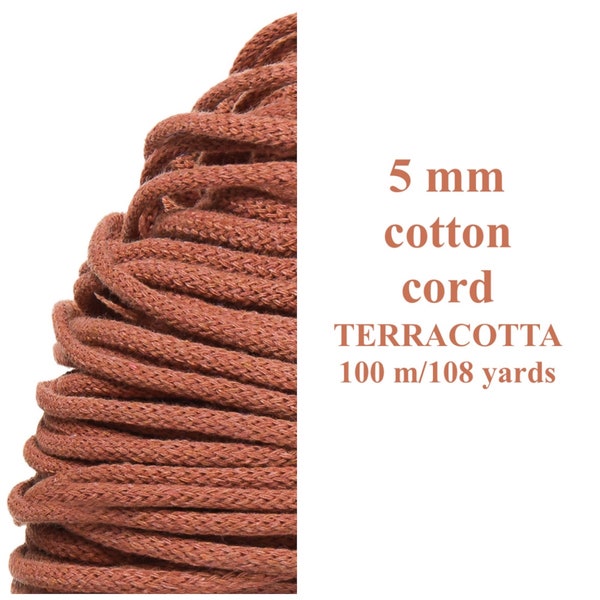 5mm Cotton Cord/Bobbiny Macrame/Color Terracotta/Soft Macrame Rope/DIY Crochet/Macrame Tools/Corda Macrame/Premium Quality Rope