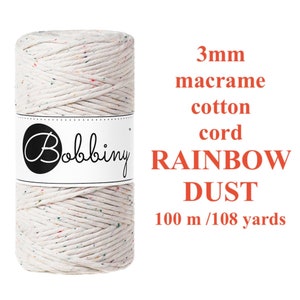 Bobbiny 330 g 3 mm 100 m / Premium Macrame Cord / Handmade Supplies / Rainbow Dust Bobbiny / Craft Cord / Diy