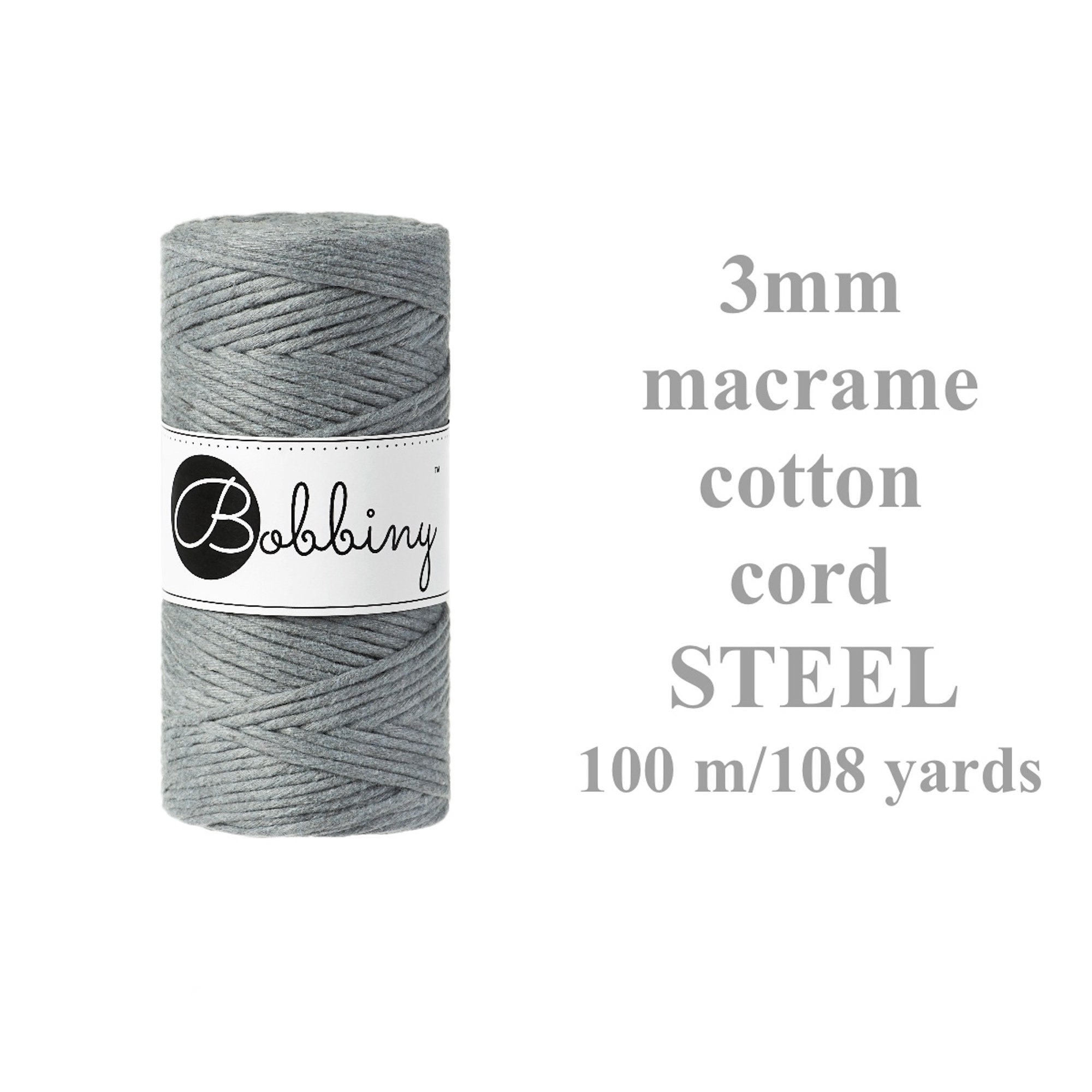 Bobbiny 3mm / Macrame Cord / 3mm Single Cord / Full Roll 100m 328