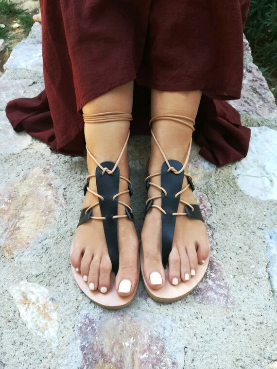 Ancient Greek leather sandals handmade sandals gladiator | Etsy