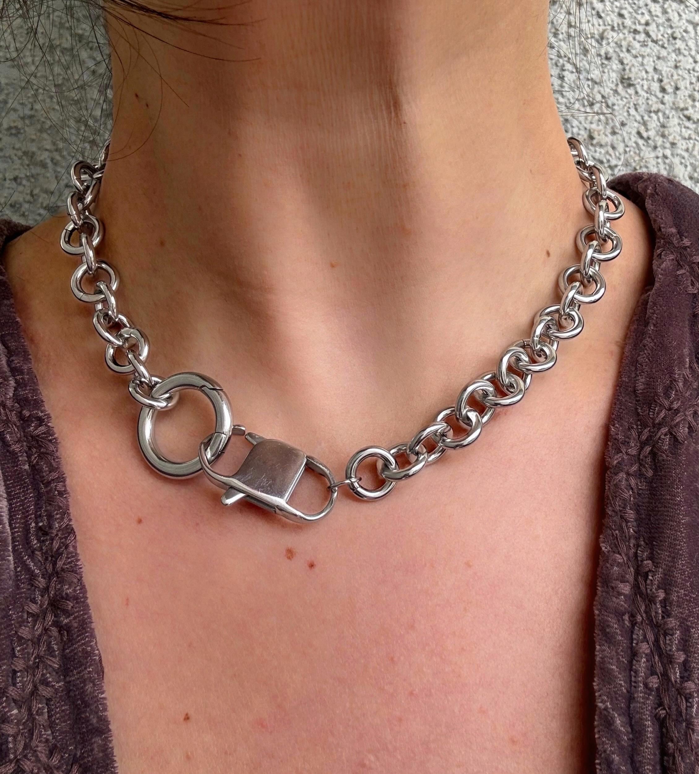 アクセサリー 90's silver925 chain Chunky Silver Plated Chain Necklace: Statement 90s Style Link - Etsy