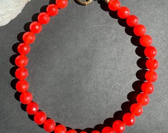 Orange faceted Agate Beaded Necklace: Chunky Gemstone Choker