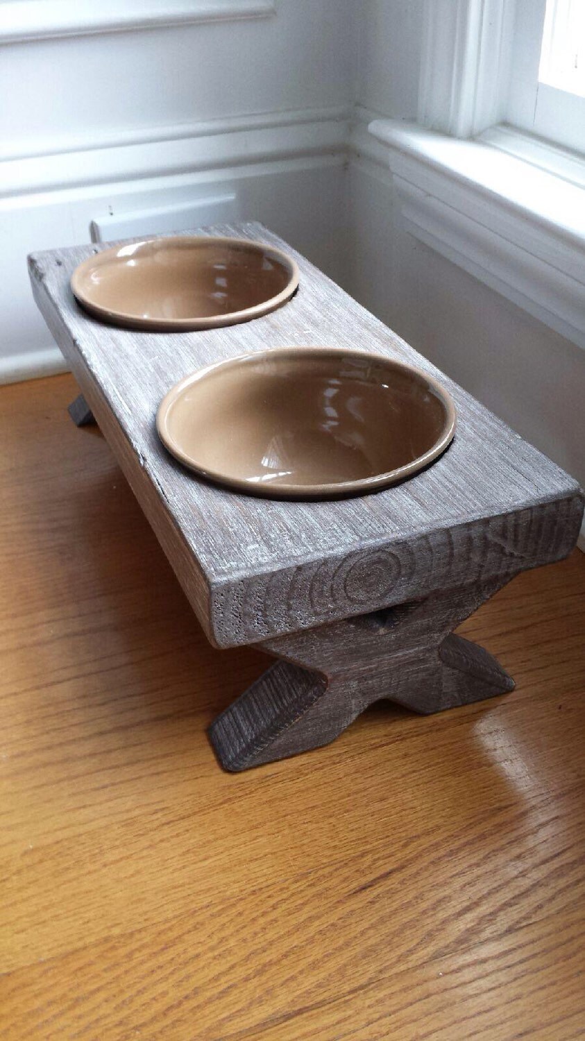 Raised Small Dog Bowl Dish Farm Table Elevated Stand Etsy