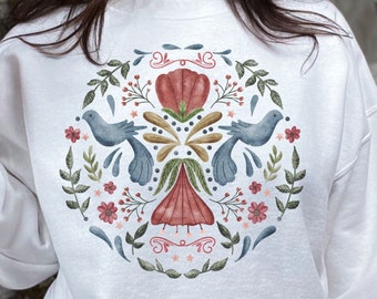 Christmas Folk Art Sweatshirt, Christmas Hygge, Cozy Christmas Sweatshirt, Cottagecore Folk Art, Scandinavian Folk Art, Folk Art Sweater