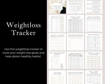Weight Loss Tracker ~ Habit Tracker ~ Weightloss Printable Planner ~ Body Measurements ~ Weightloss Journals
